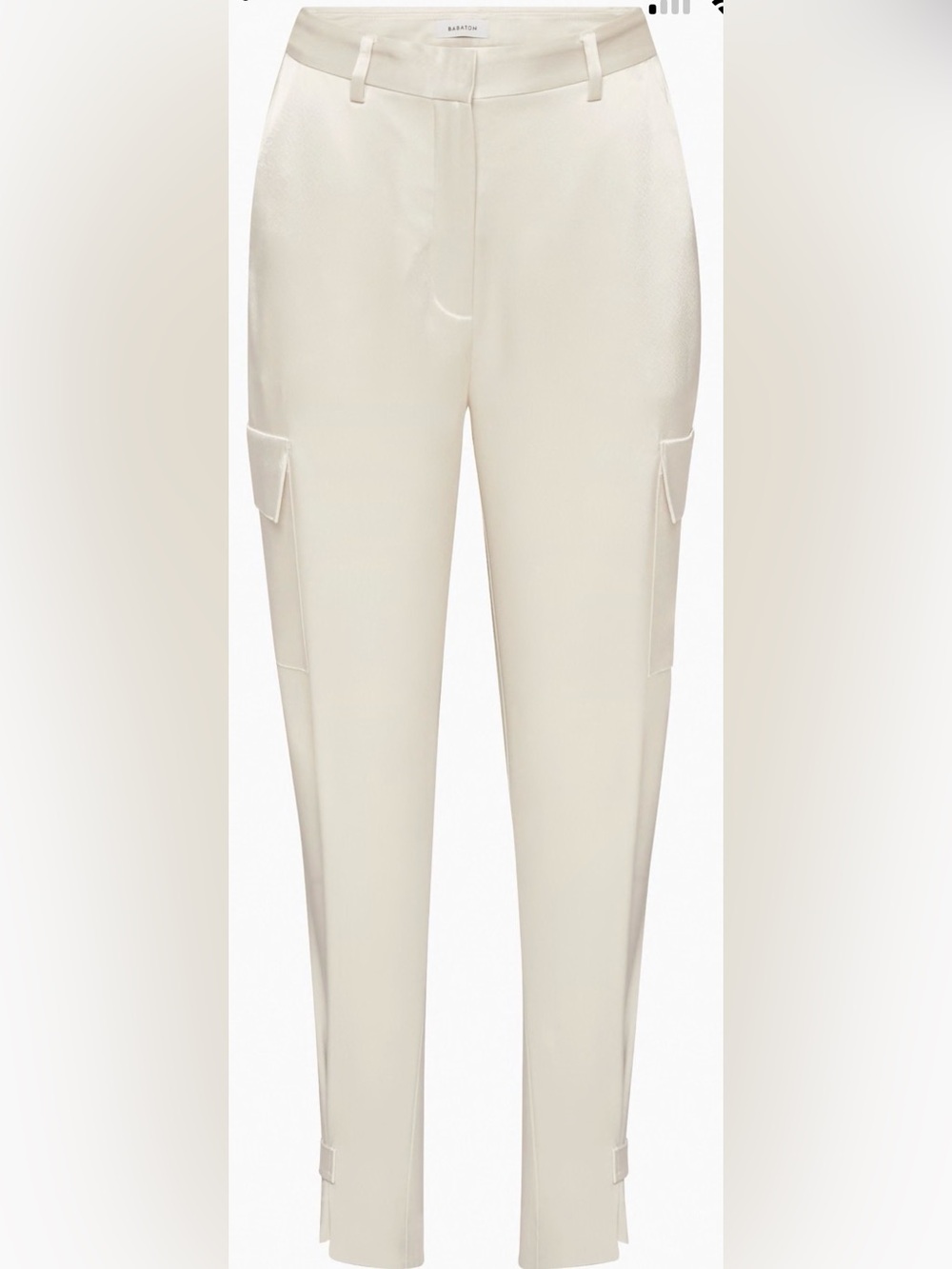Aritzia Babaton Women’s 6 Matte Pearl Refined Satin Cargo Pants Cuff Buckle - Picture 5 of 11